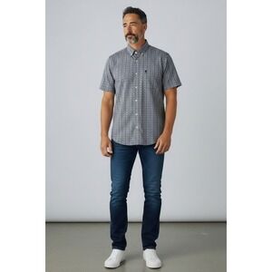 Original Penguin Mens Short Sleeve Button Down Shirt Dark Sapphire, Size L, NWT